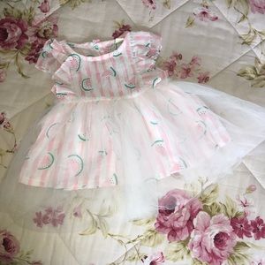 6-9 m pink & white striped watermelon dress w tutu
